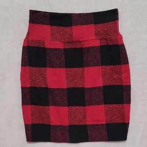 Love, Fire Red and Black Checkered Pencil Skirt Size Small